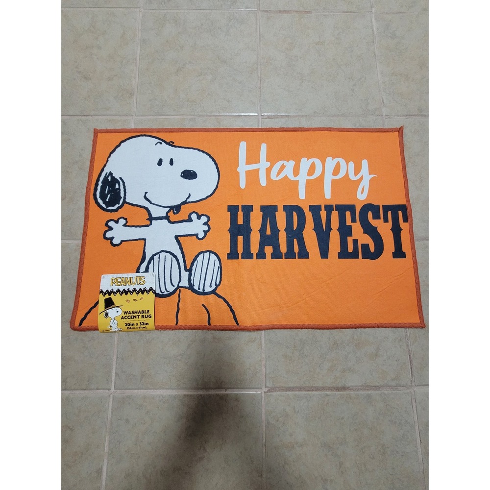 Peanuts‎ Snoopy Happy Harvest Washable Indoor Accent Rug Orange Fall 20x32
